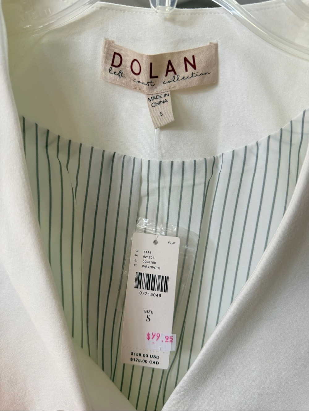 Anthropologie Dolan White Tailored V-Neck Blazer - Picture 2 of 3